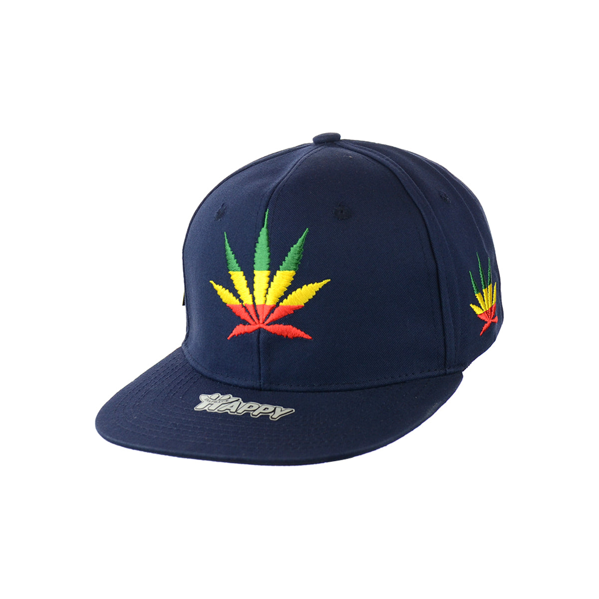 Rasta Leaf Embroidered Snapback Hat 100% Cotton