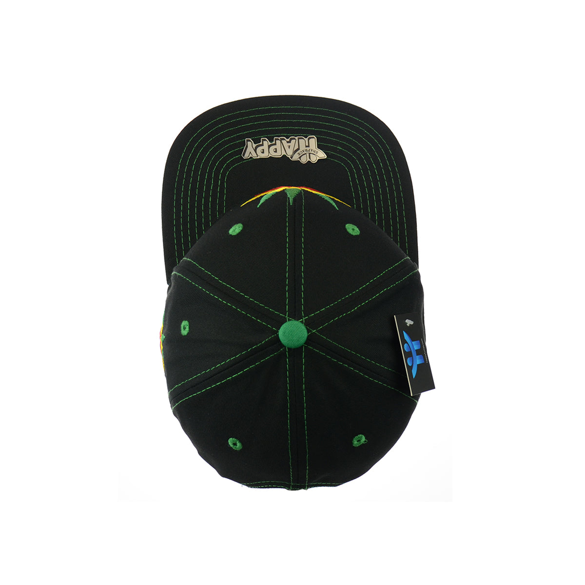 Rasta Leaf Embroidered Snapback Hat 100% Cotton