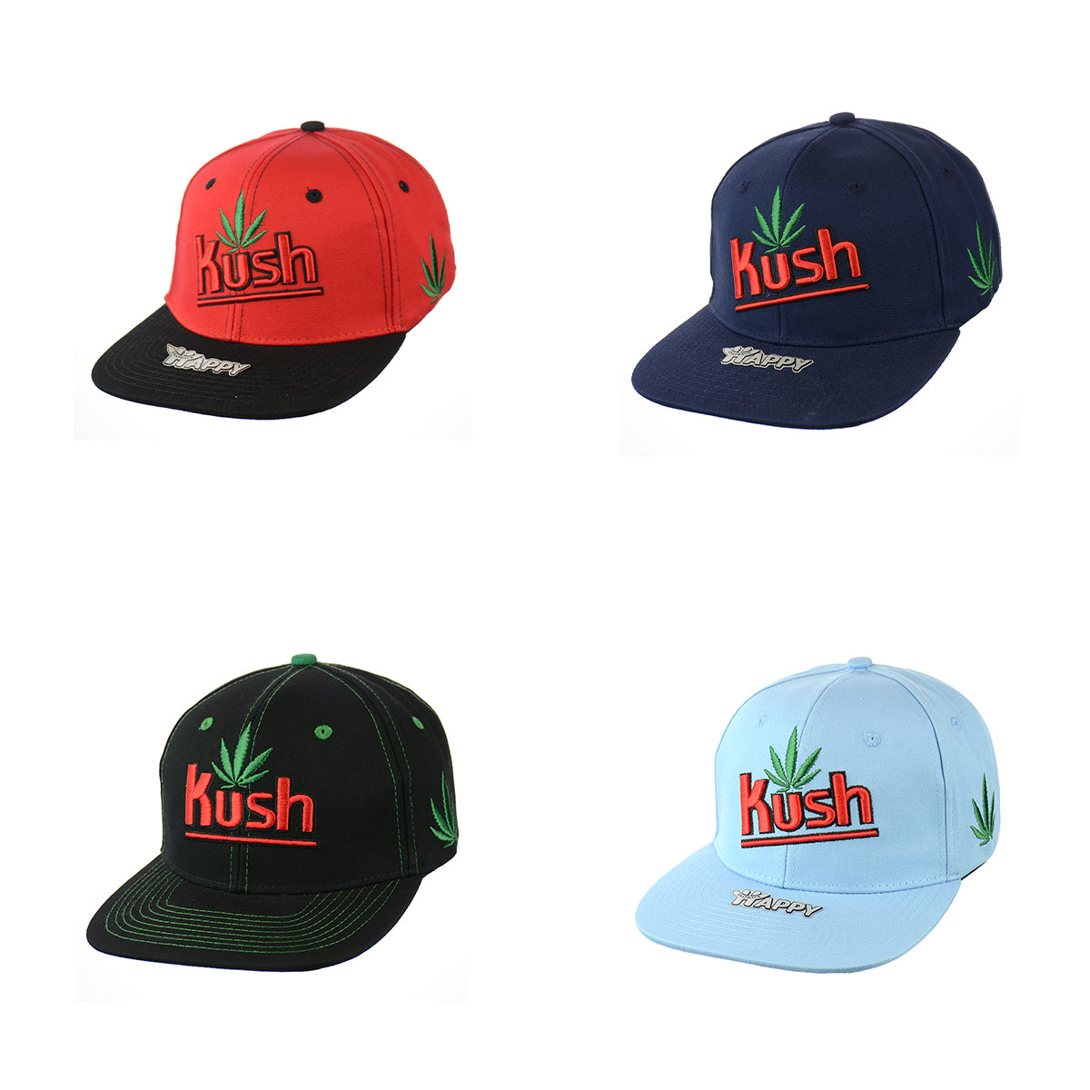 Kush Leaf Embroidered Snapback Hat 100% Cotton