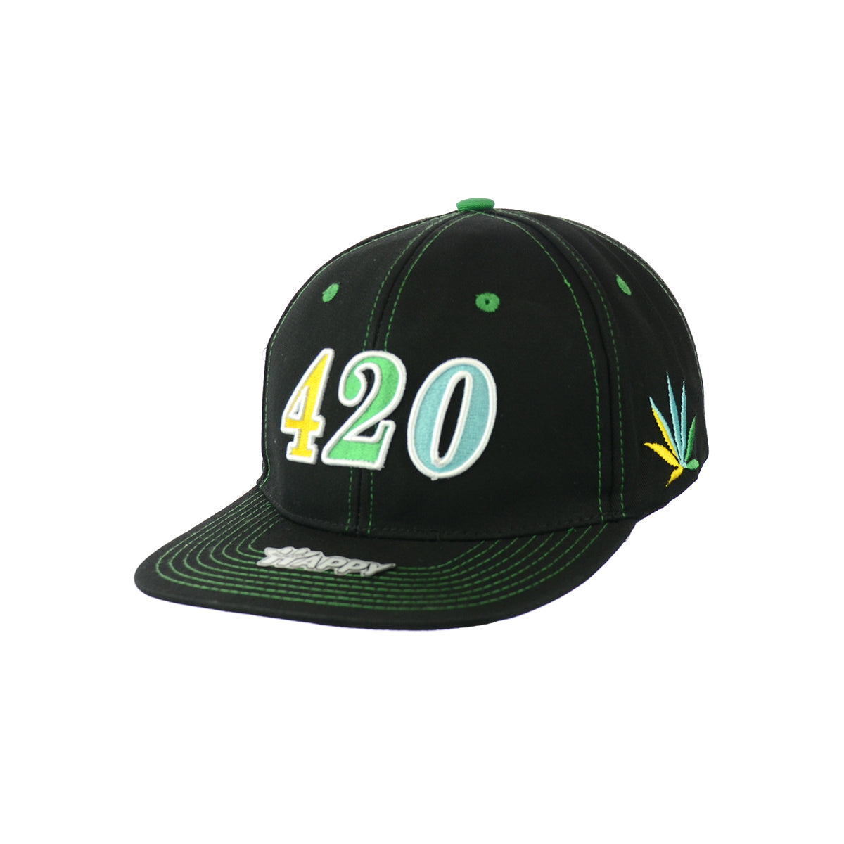 420 Leaf Embroidered Snapback Hat 100% Cotton