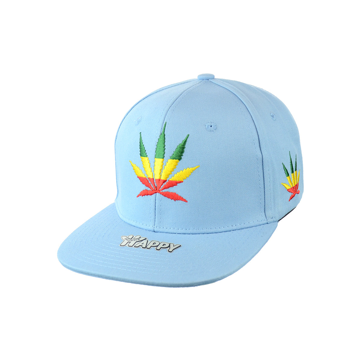 Rasta Leaf Embroidered Snapback Hat 100% Cotton