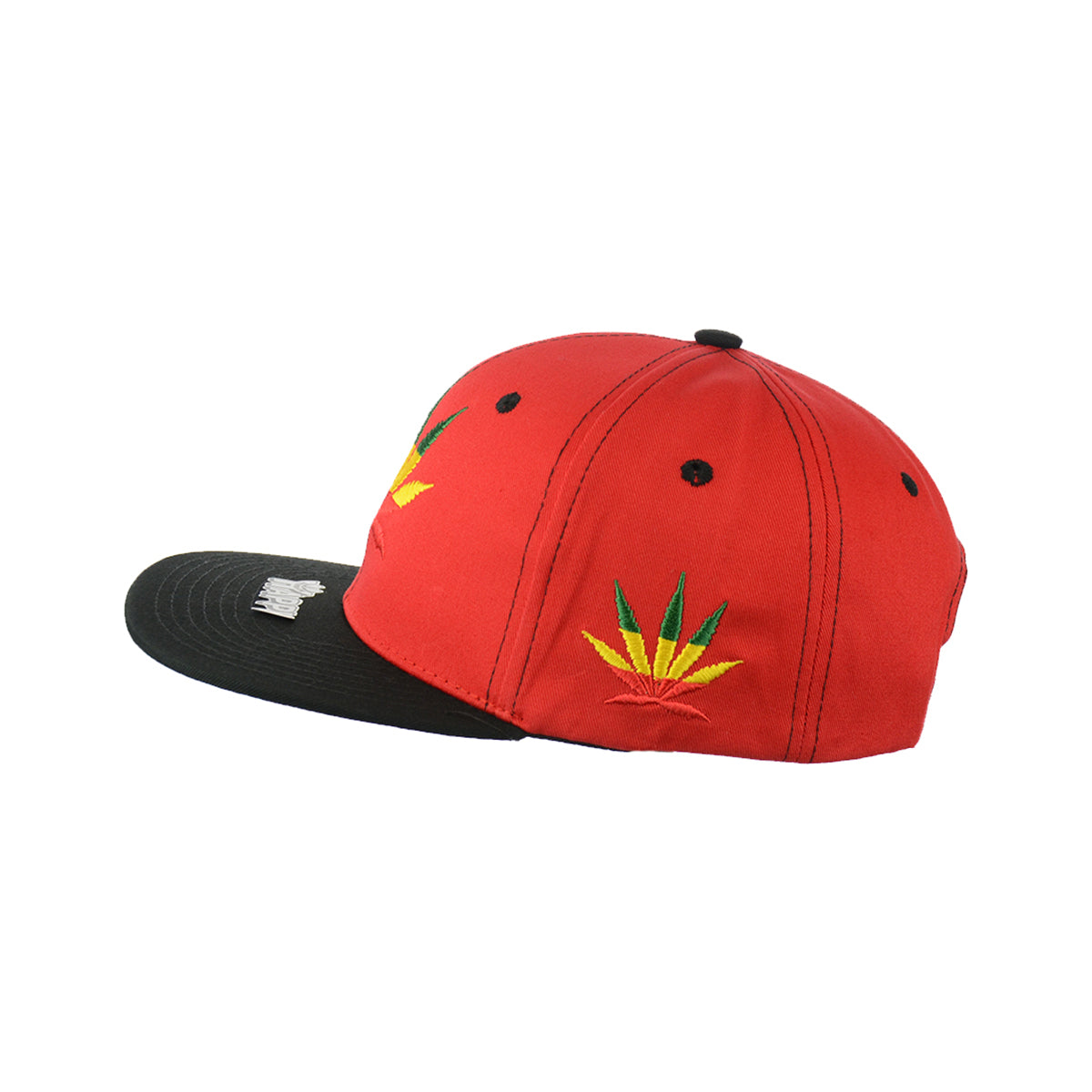 Rasta Leaf Embroidered Snapback Hat 100% Cotton