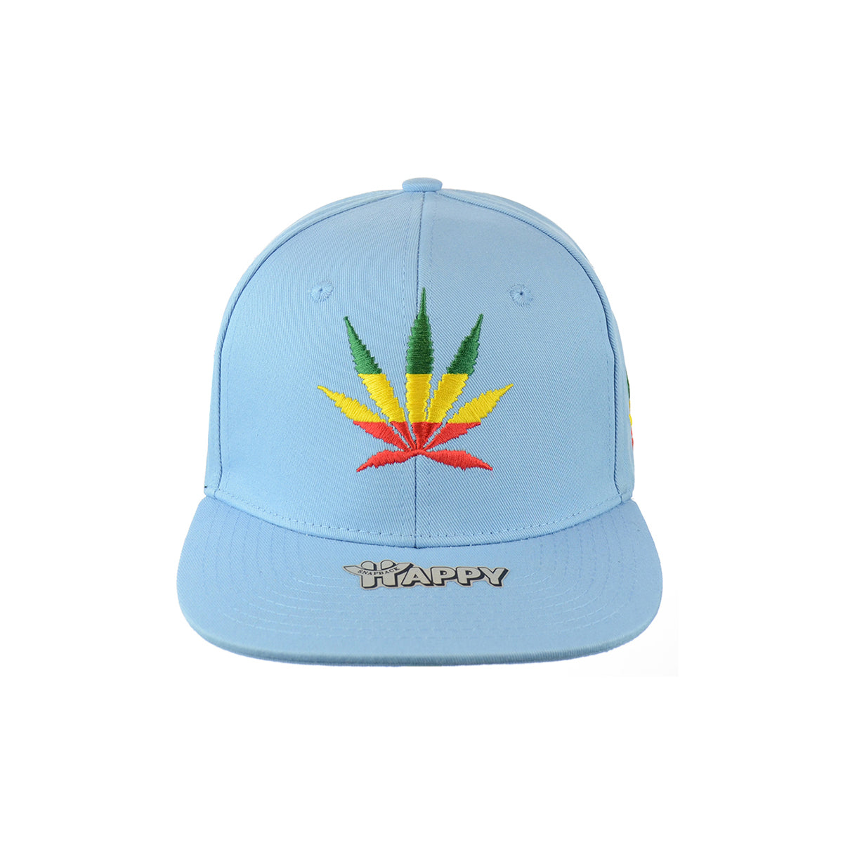 Rasta Leaf Embroidered Snapback Hat 100% Cotton
