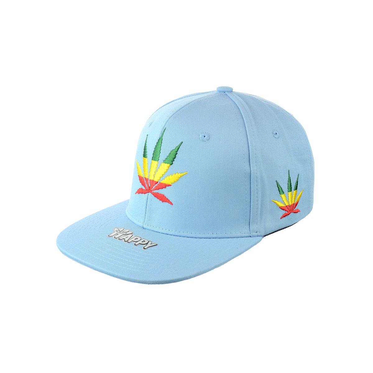 Rasta Leaf Embroidered Snapback Hat 100% Cotton