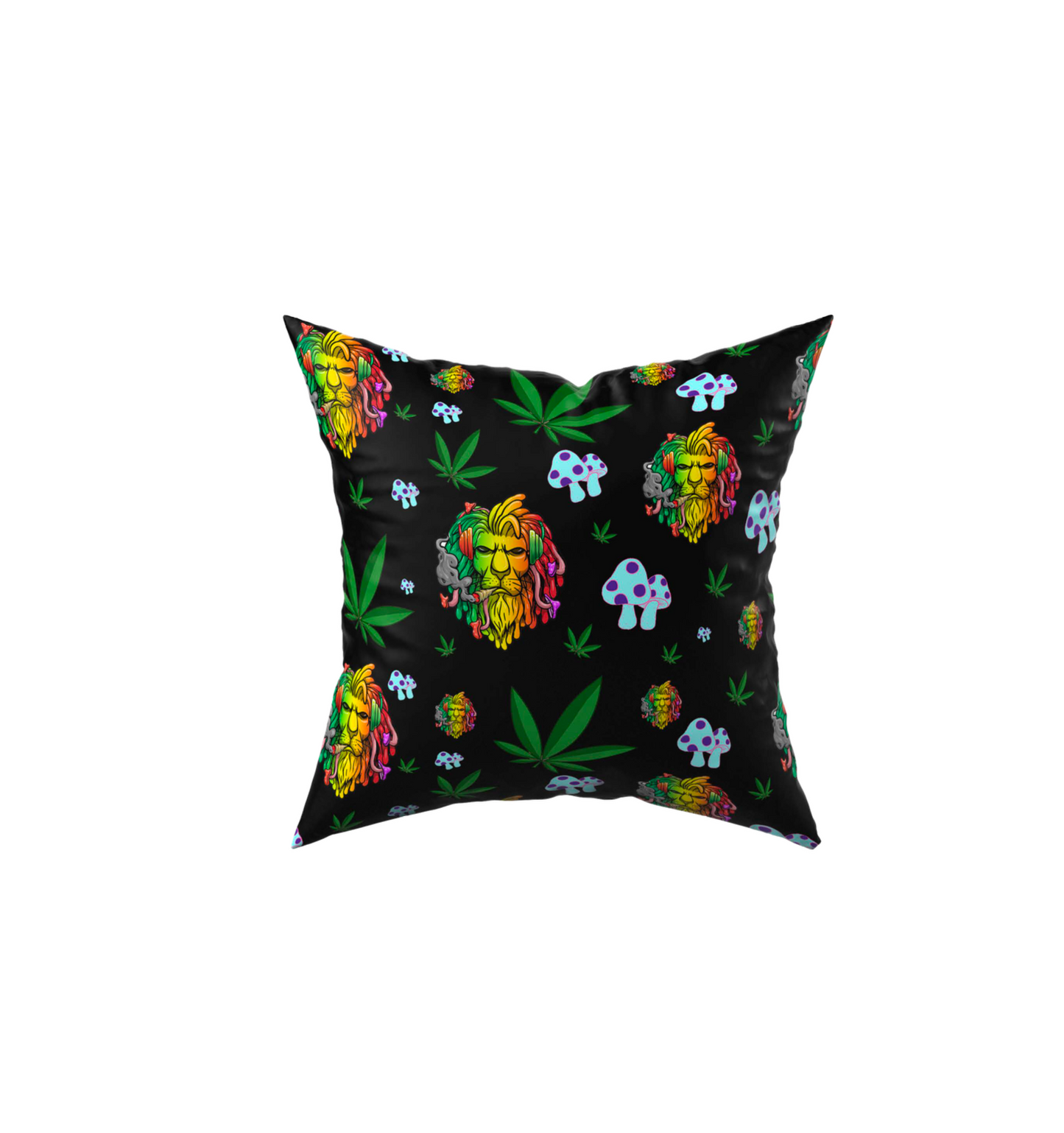 Rasta Lion Alternative Polyester Black Pillow, Couch Cushion, Sham Stuffer