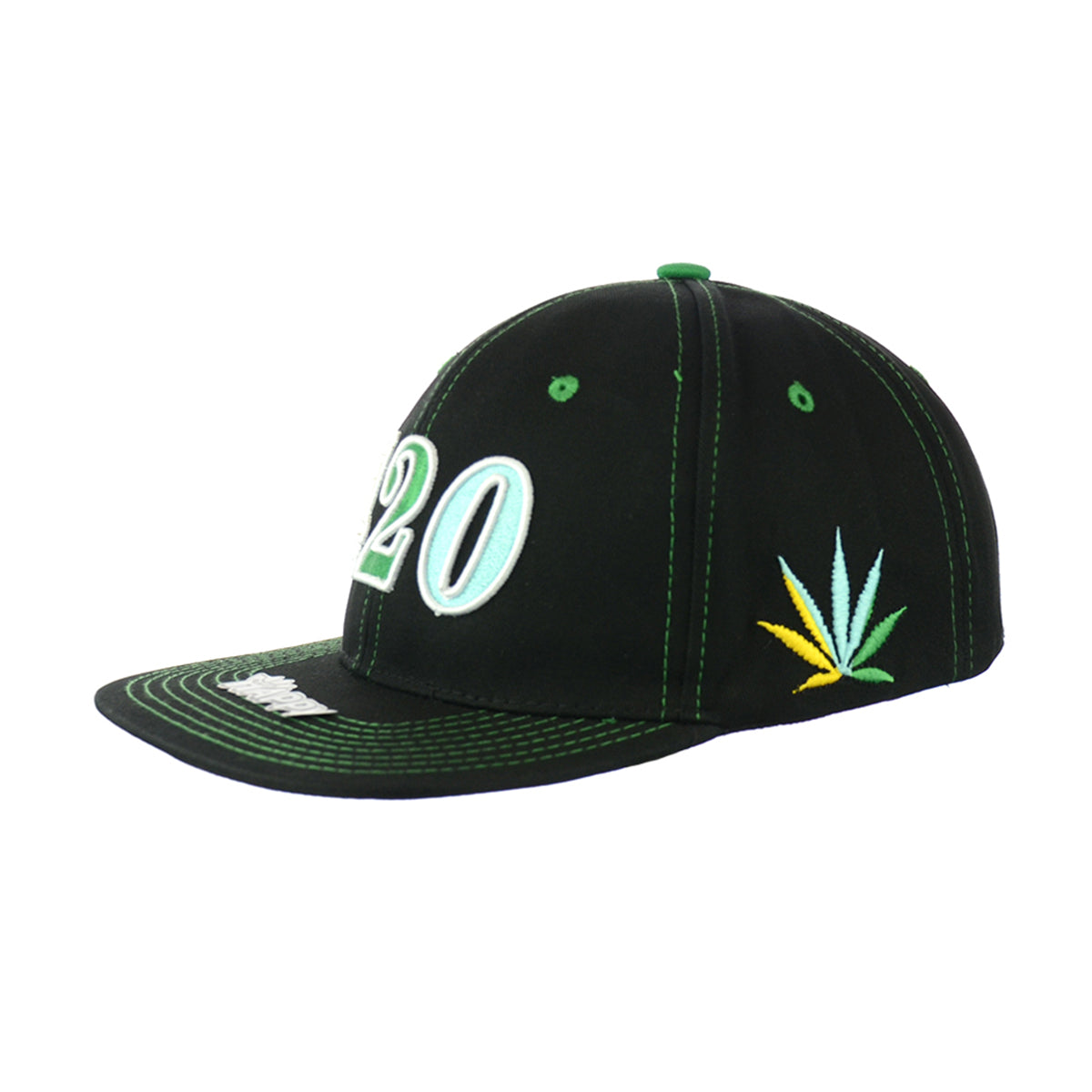 420 Leaf Embroidered Snapback Hat 100% Cotton