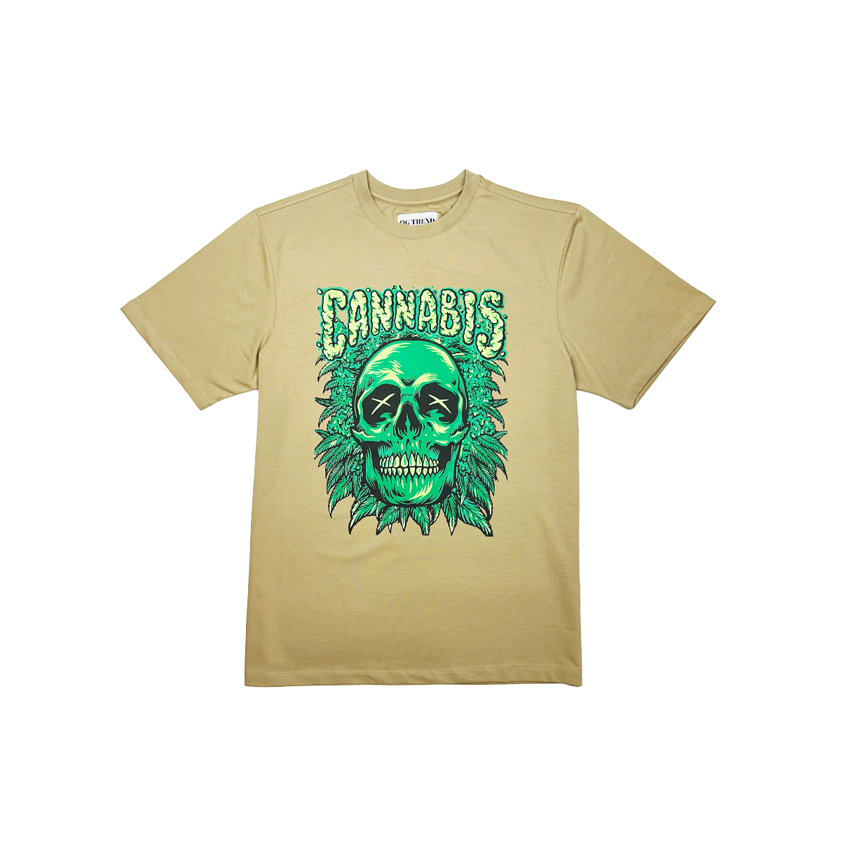 Cannabis Skull Half Sleeve Black T-shirt Printed