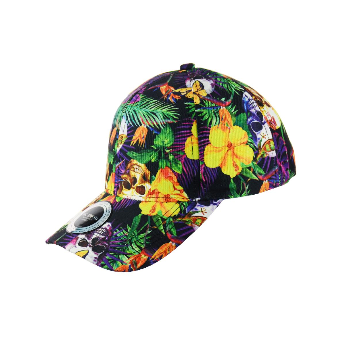 Skull Flowers Print Baseball Hat Snapback - 100% Polyester