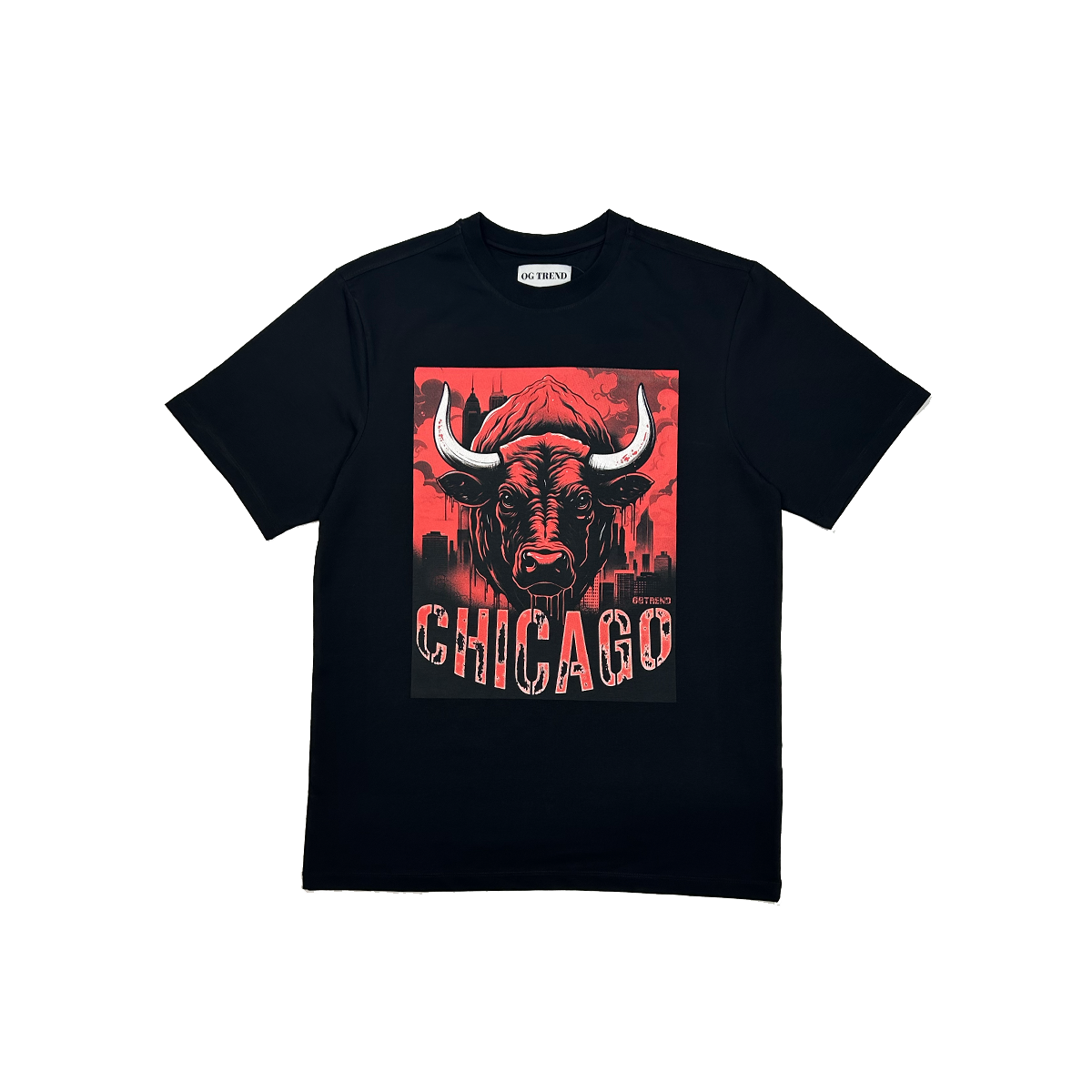 Chicago Half Sleeve Black T-shirt Printed