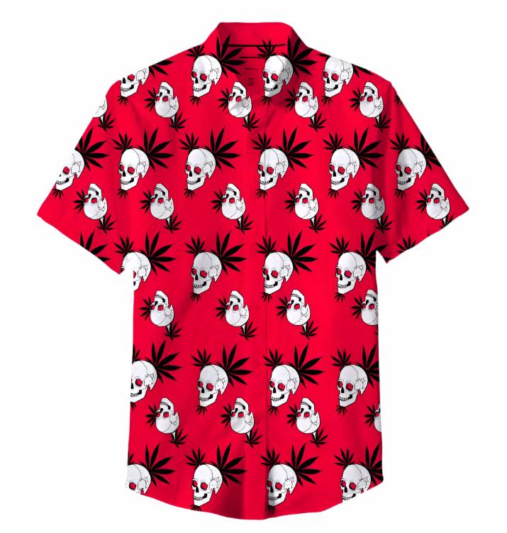 Red Skull Leaf Shirt 100% Polyester