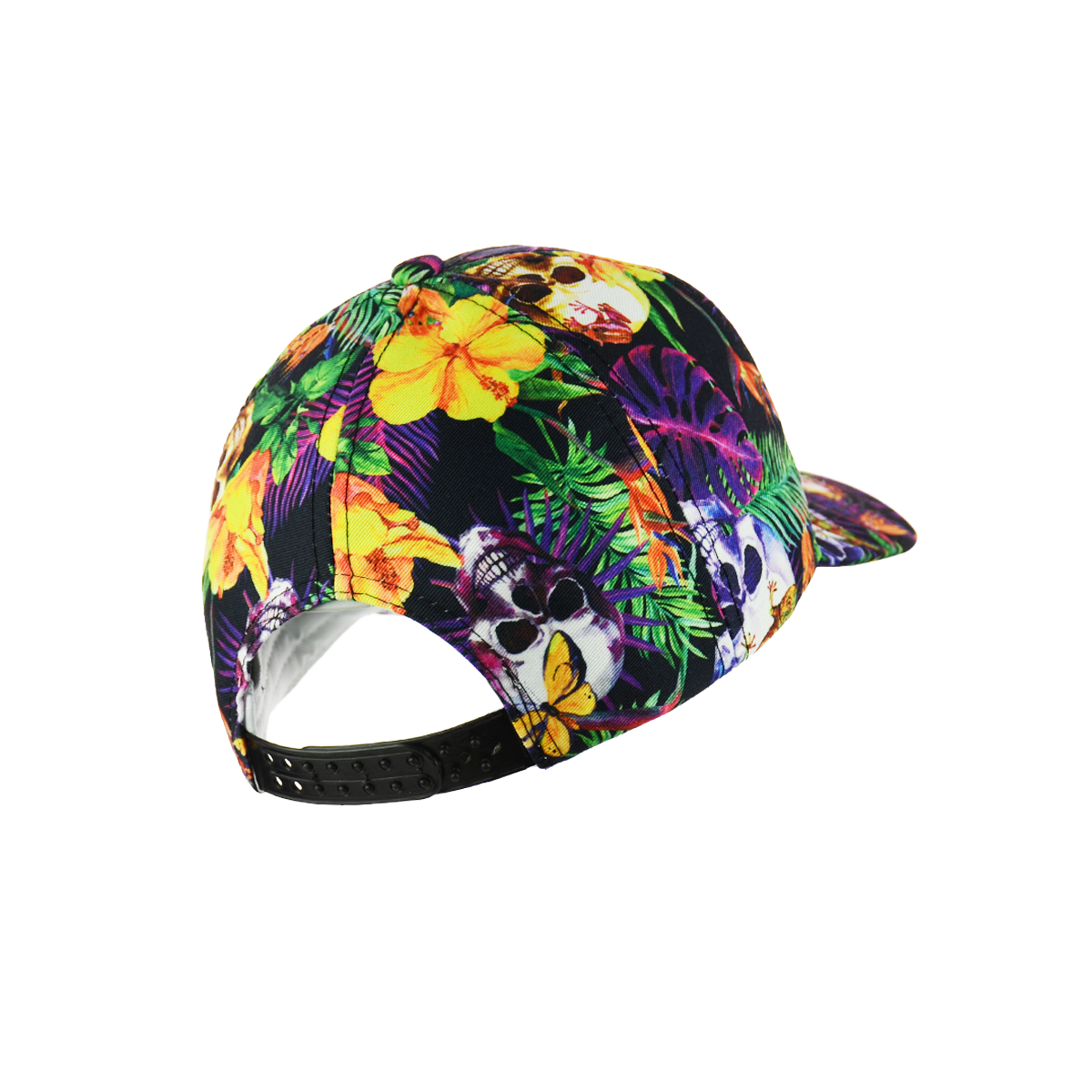 Skull Flowers Print Baseball Hat Snapback - 100% Polyester