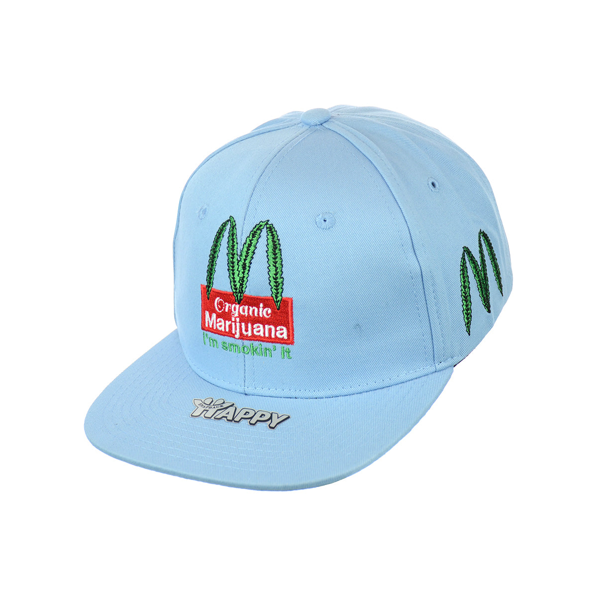 ORGANIC LEAF Embroidered Snapback Hat 100% Cotton