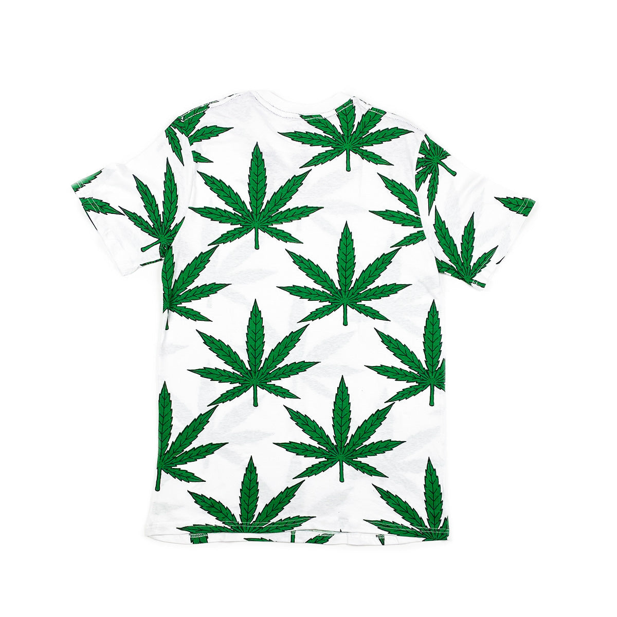 White Green Cannabis Leaf 100% Cotton T-Shirt