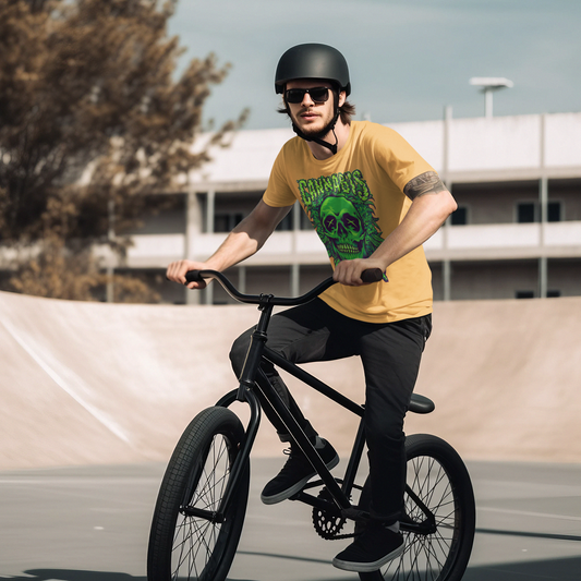 Cannabis Skull Half Sleeve Black T-shirt Printed