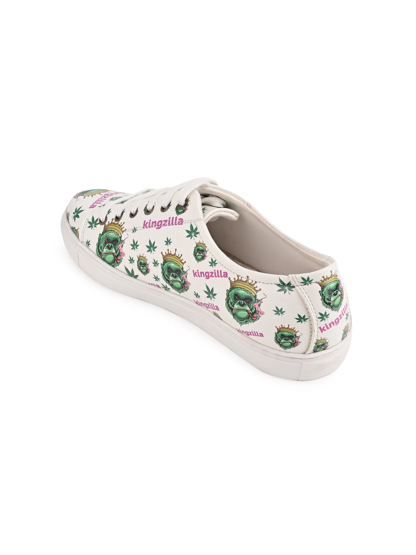 Kingzilla Weed Design Snow White Shoe - Printed Synthetic Vegan Leather Sizes