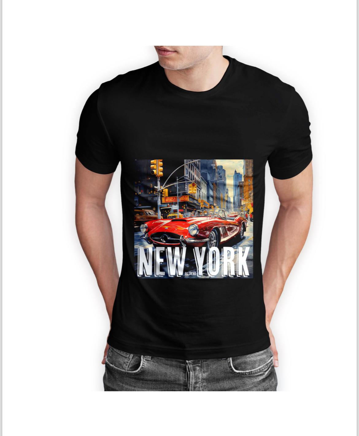 NEW YORK Half Sleeve Black T-shirt Printed