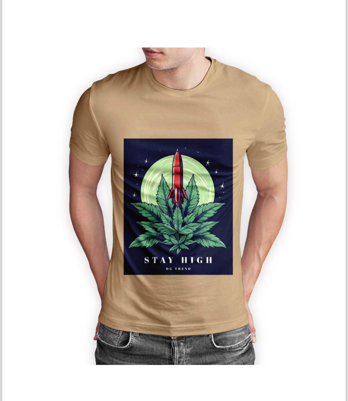 STAY HIGH Half Sleeve T-shirt Printed