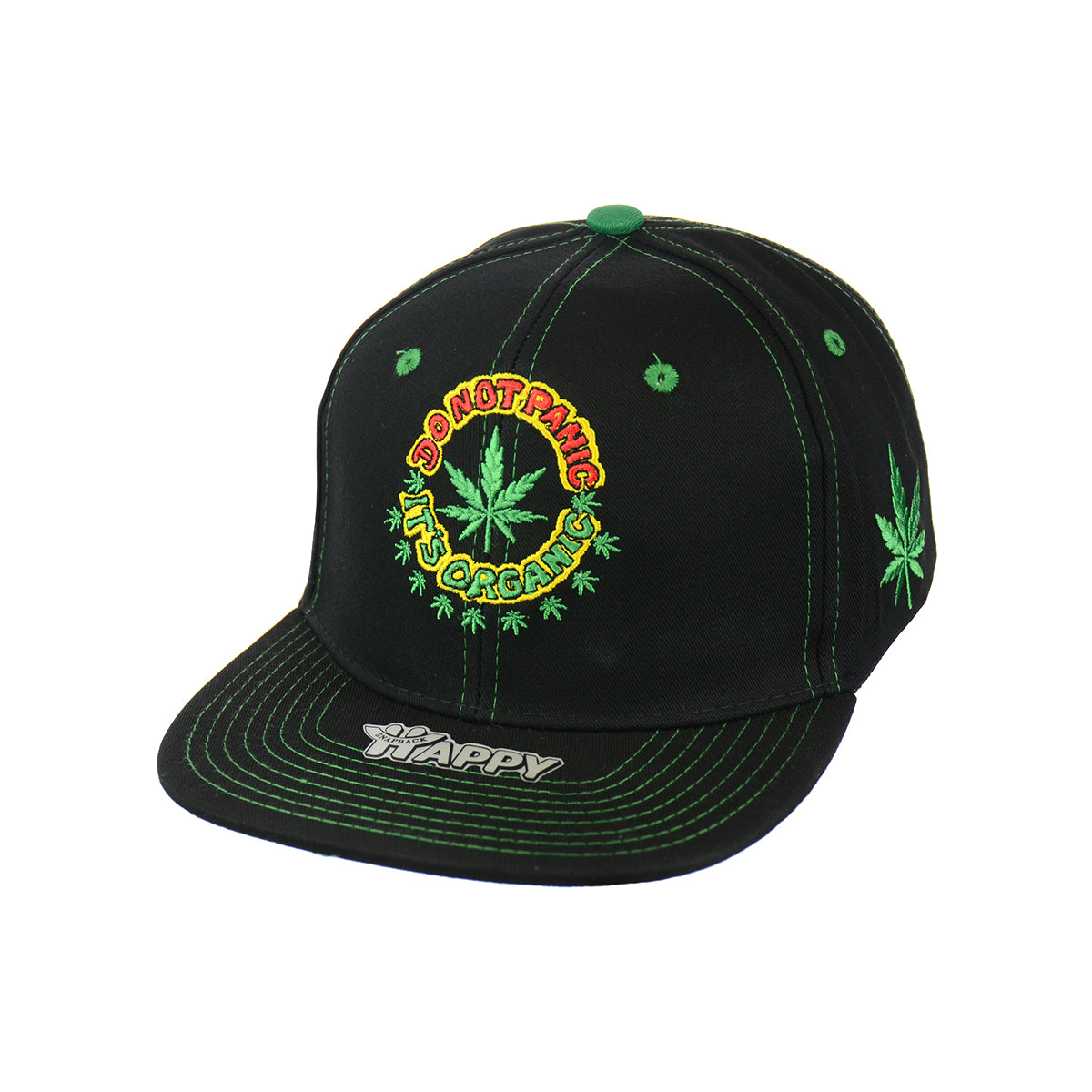 DO NOT PANIC Leaf Embroidered Snapback Hat 100% Cotton