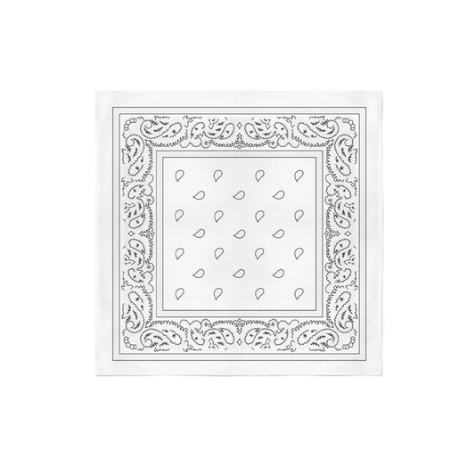 Bandana White Color 100% Cotton (22" x 22")- Pack of 12