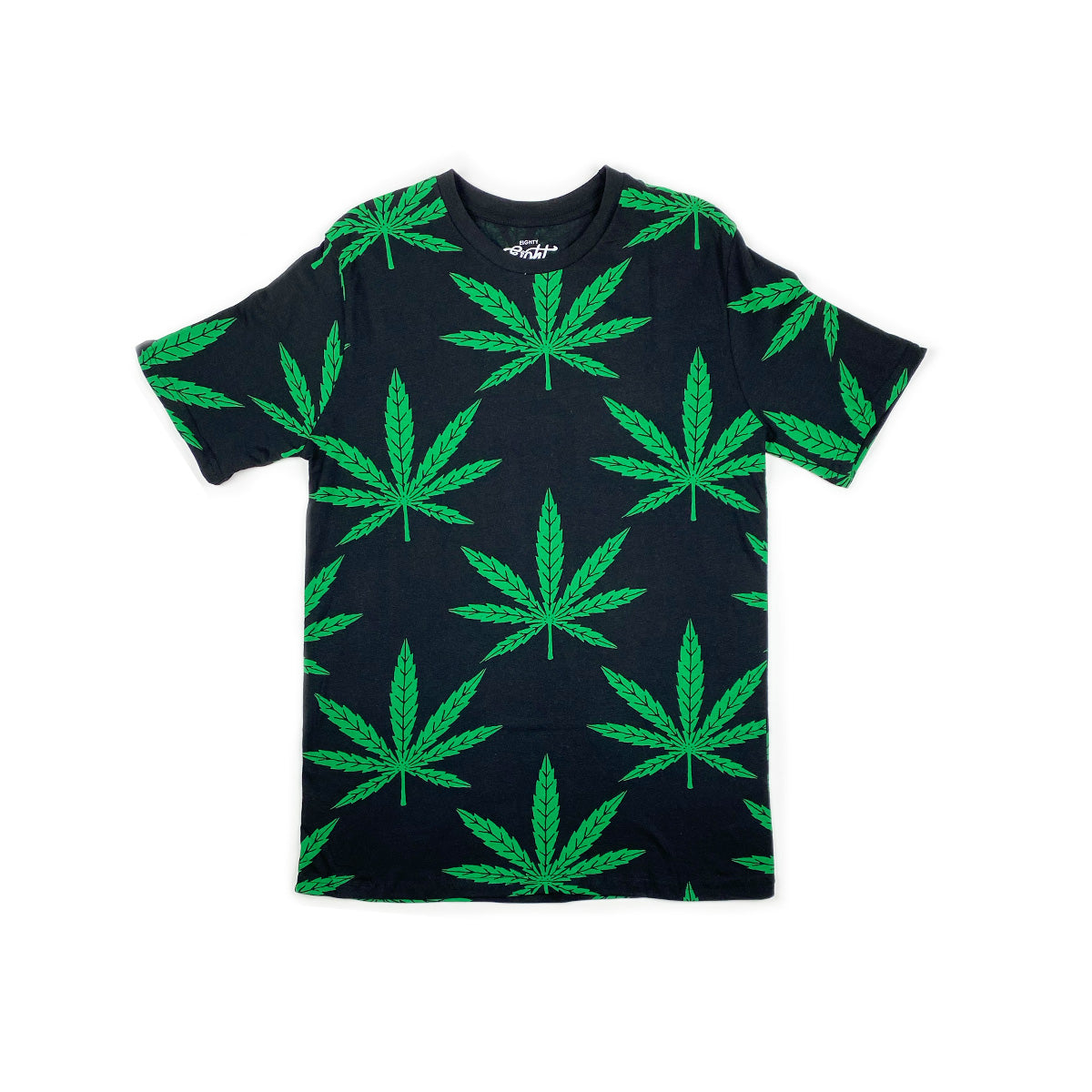 Black Green Cannabis Leaf T-Shirt